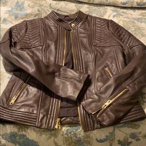 Michael Kors Brown Leather Jacket